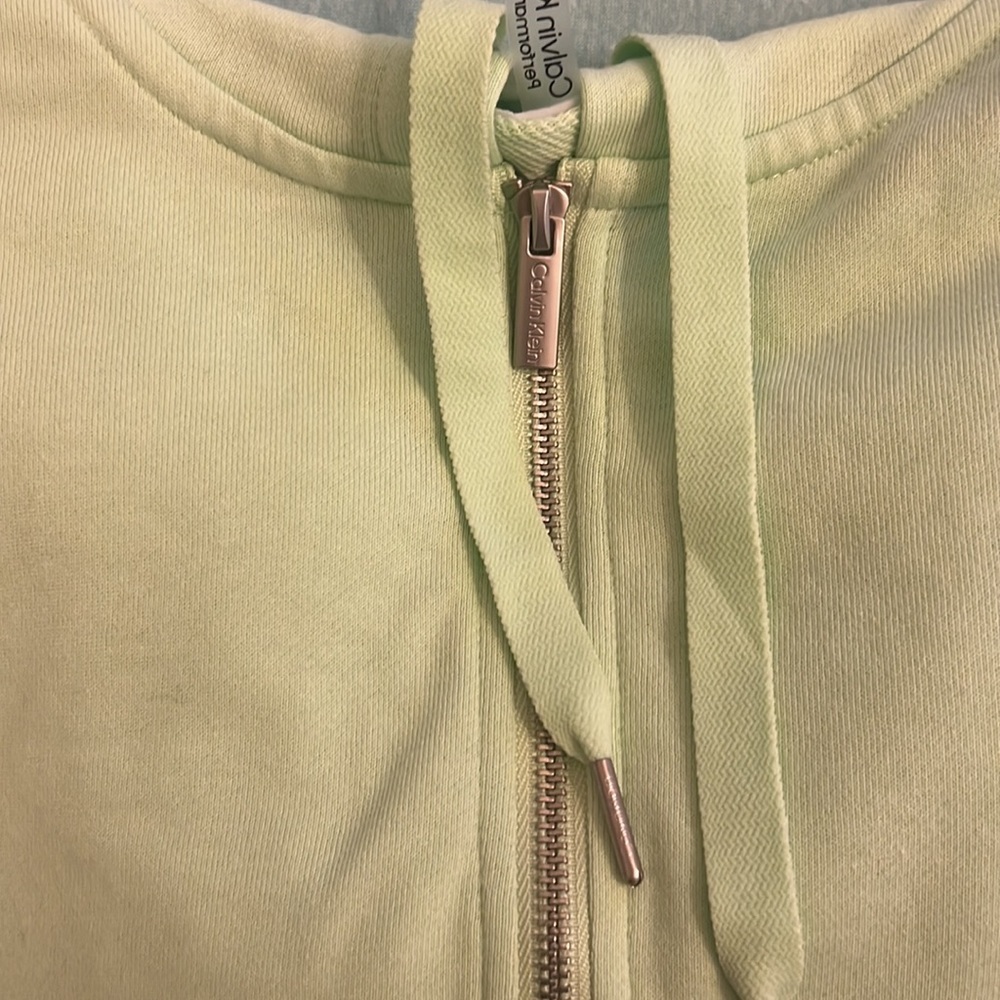 NEW Calvin Klein Performance crop hoodie in muted neon green - Picture 4 of 4